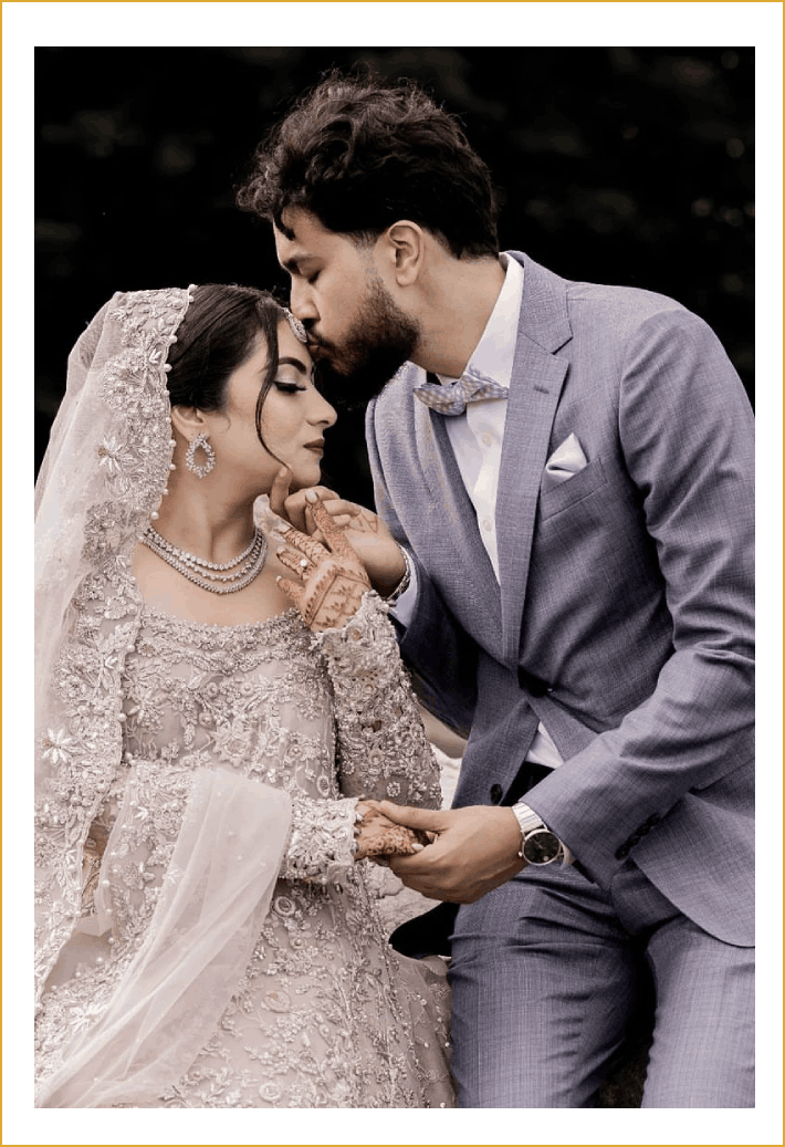 Bride and groom together in a picture